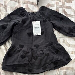 Gray Heart Pattern Peplum Blouse zara